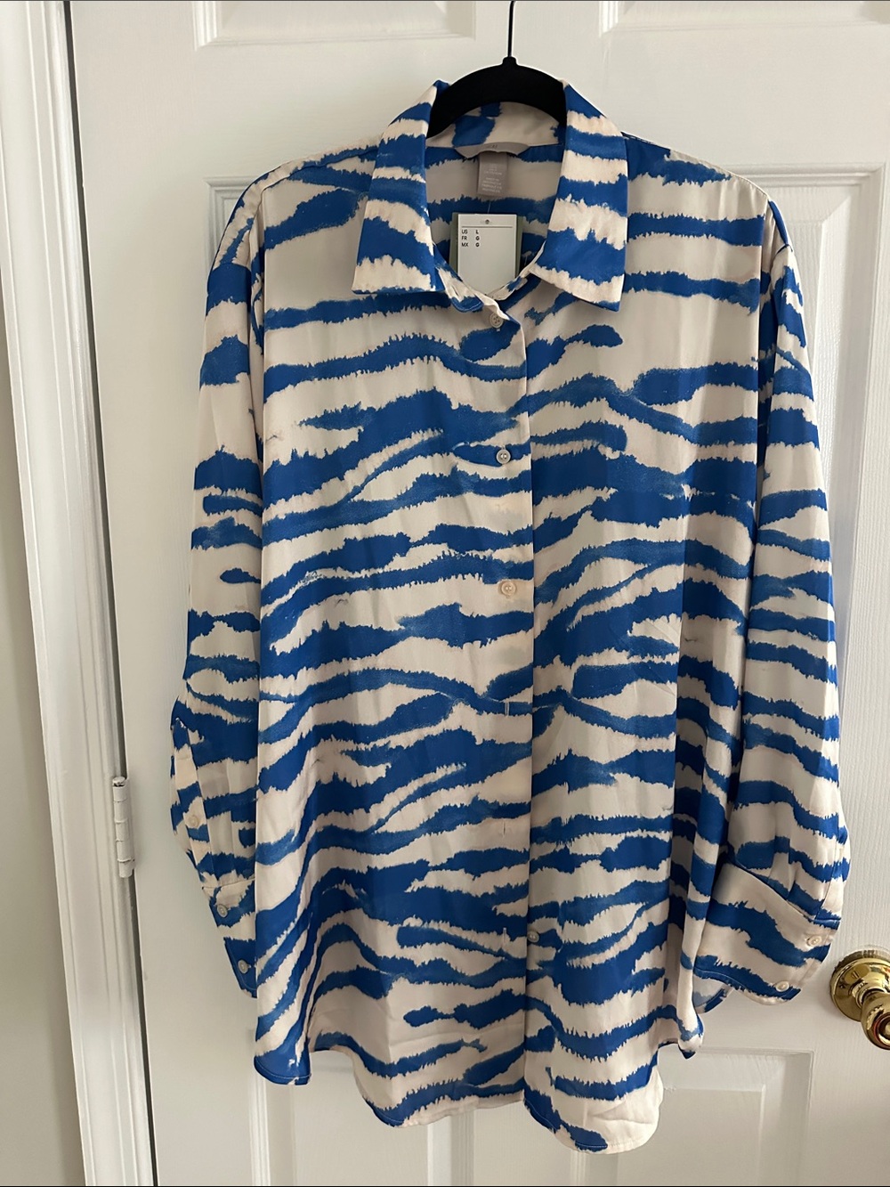 H&M Blue & Cream Button Shirt